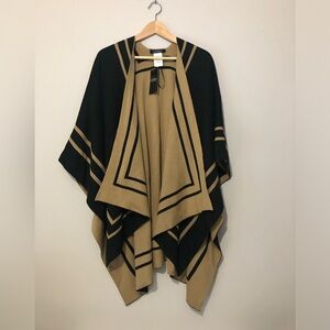 NWT Lauren Ralph Lauren Reversible Jet Setter Ruana Knit Poncho Women’s OS